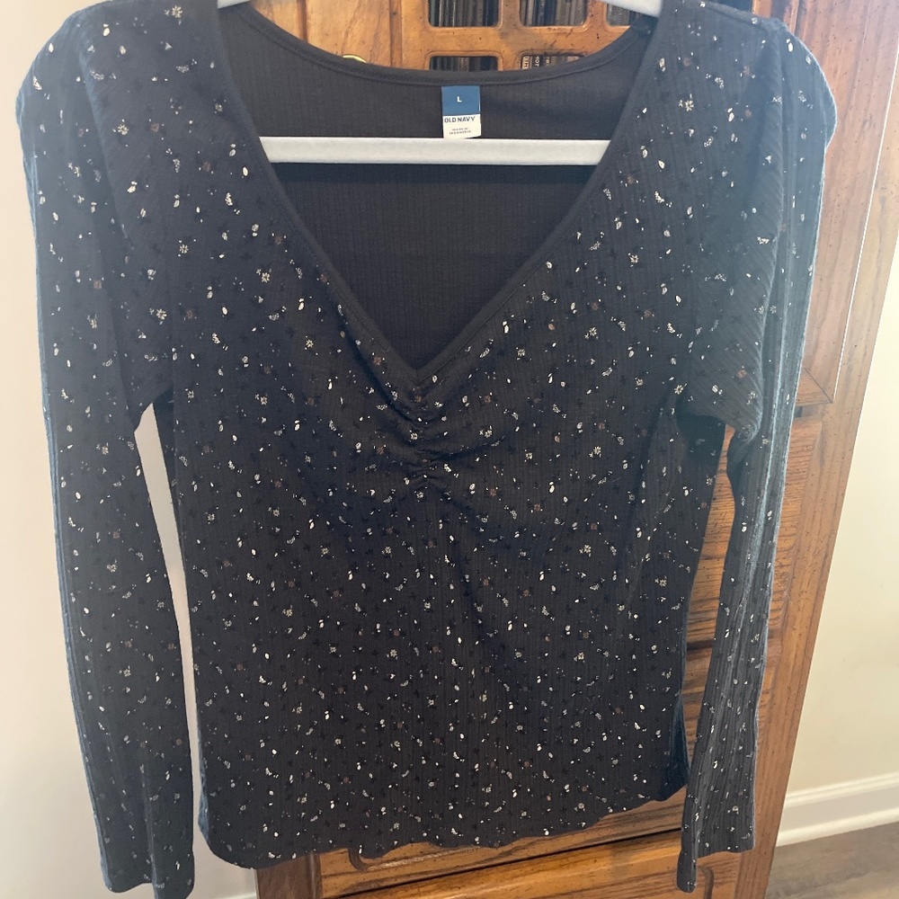 Floral Long Sleeve Ribbed Tee